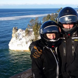 Tom's great photo of us and the castle in Munising MI