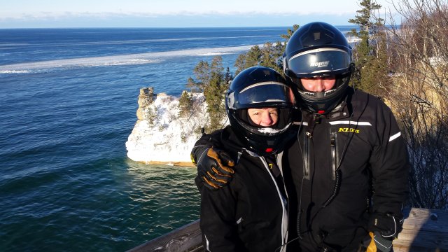 Tom's great photo of us and the castle in Munising MI